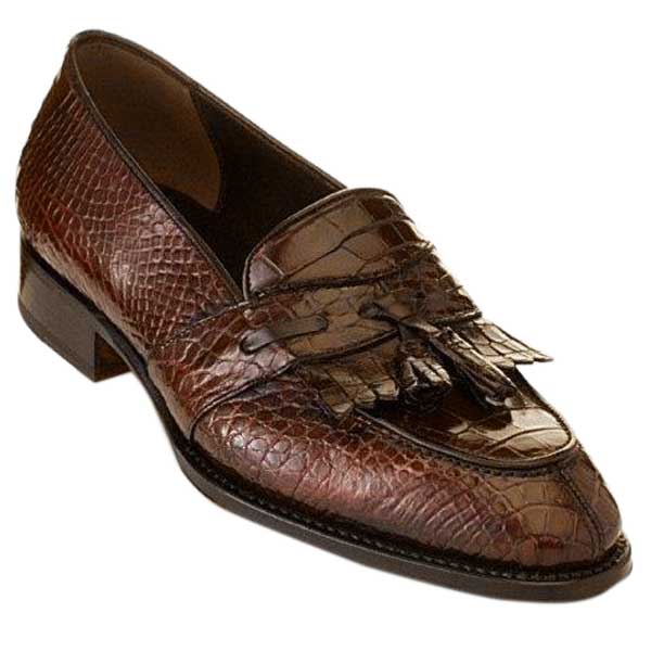 Caporicci 1415 Genuine Alligator Fringe Loafers TD Moro