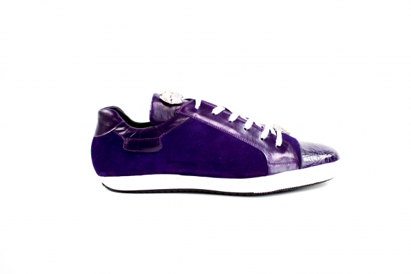 Belvedere Toro Crocodile & Soft Calfskin Sneakers Purple