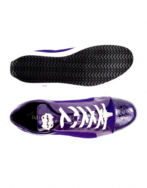 Belvedere Toro Crocodile & Soft Calfskin Sneakers Purple