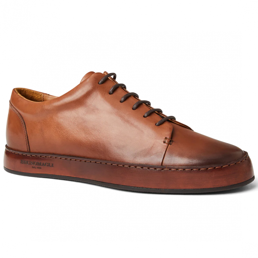 Bruno Magli Trento Leather Court Sneaker Cognac