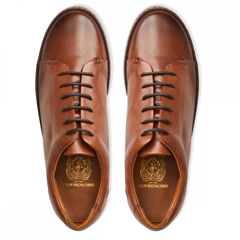 Bruno Magli Trento Leather Court Sneaker Cognac