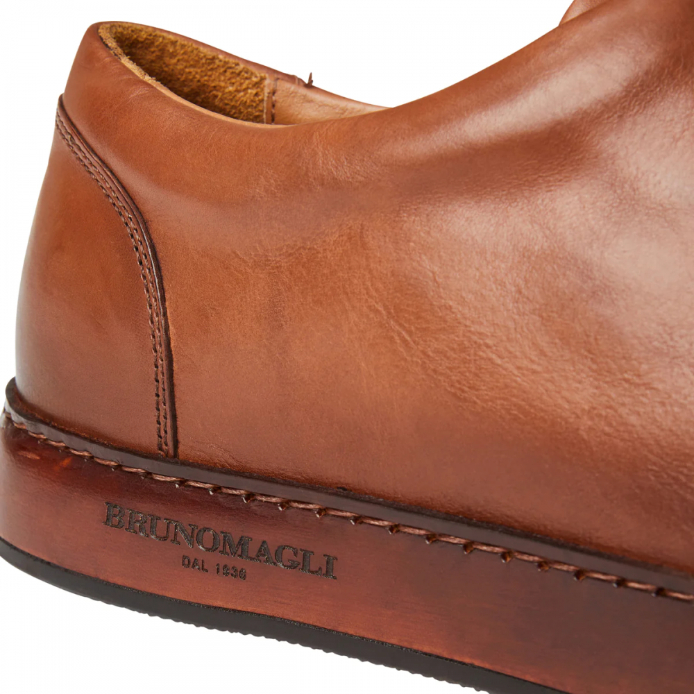 Bruno Magli Trento Leather Court Sneaker Cognac