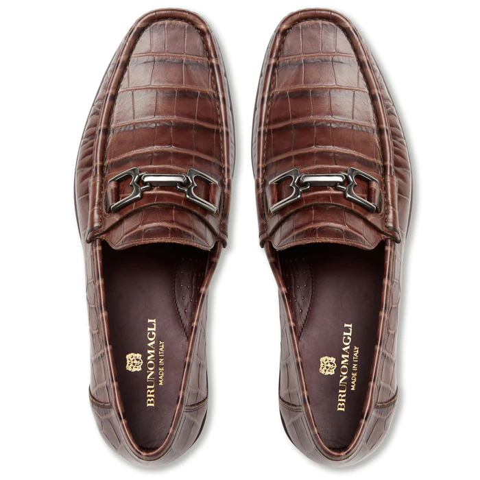 Bruno Magli Trieste Crocodile Moccasin Brown