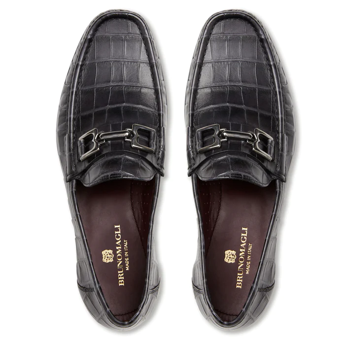Bruno Magli Trieste Crocodile Moccasin Black