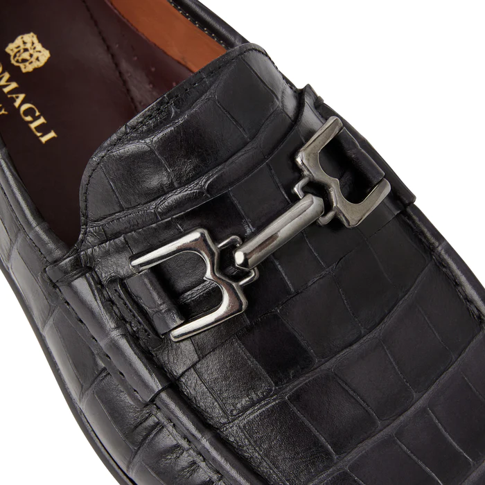 Bruno Magli Trieste Crocodile Moccasin Black
