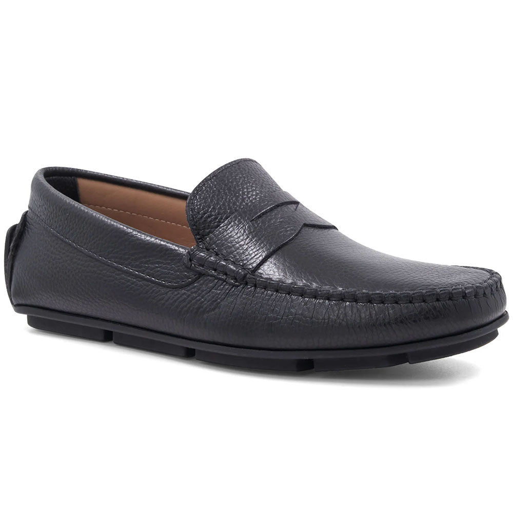 Bruno Magli Taranto Pebble Grain Penny Driver Dark Brown