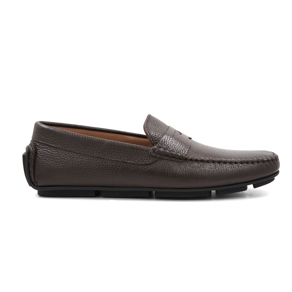 Bruno Magli Taranto Pebble Grain Penny Driver Dark Brown