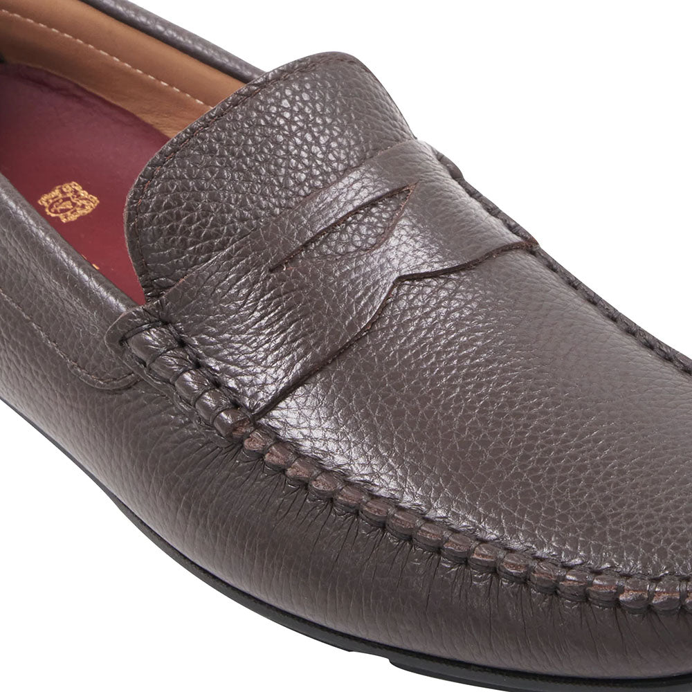Bruno Magli Taranto Pebble Grain Penny Driver Dark Brown
