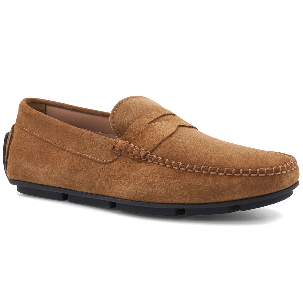 Bruno Magli Taranto Suede Penny Driver Cognac
