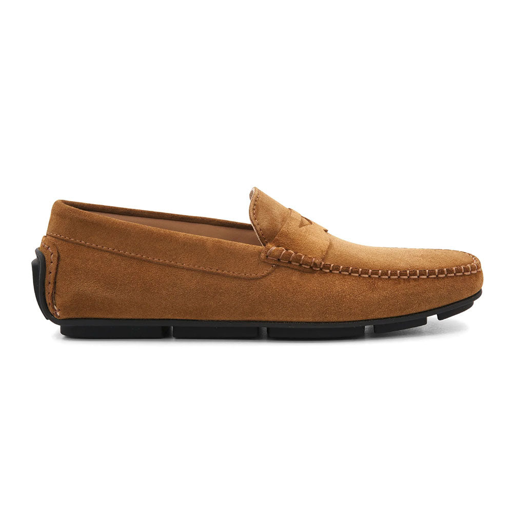 Bruno Magli Taranto Suede Penny Driver Cognac