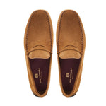 Bruno Magli Taranto Suede Penny Driver Cognac