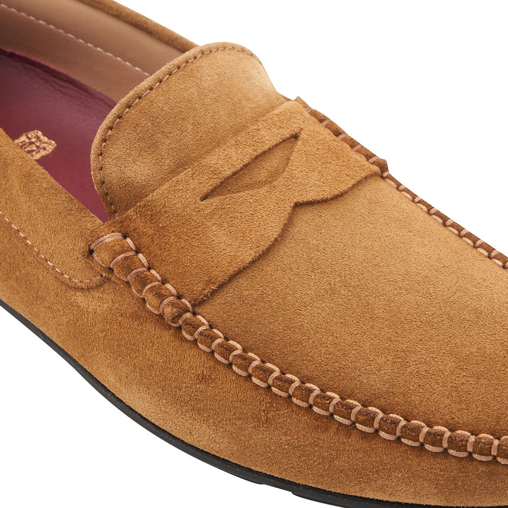 Bruno Magli Taranto Suede Penny Driver Cognac