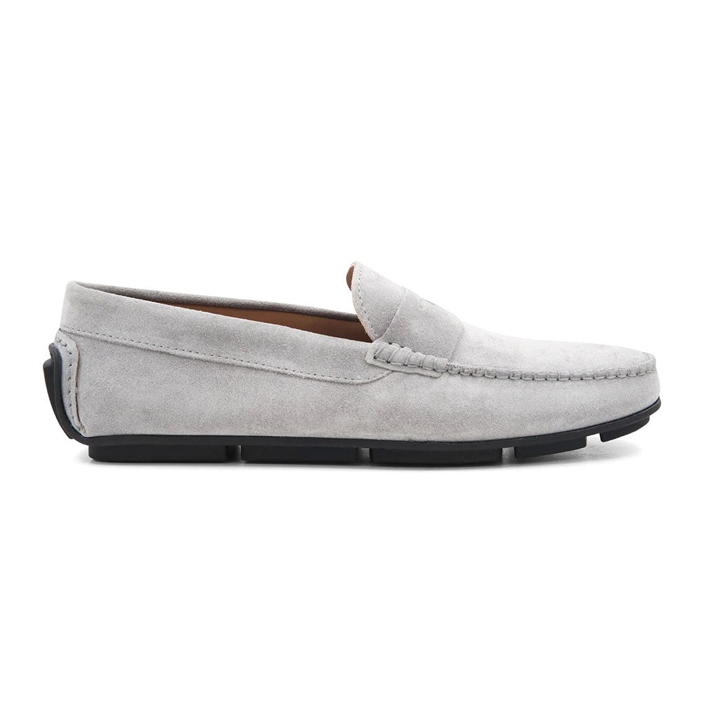 Bruno Magli Taranto Suede Penny Driver Light Grey