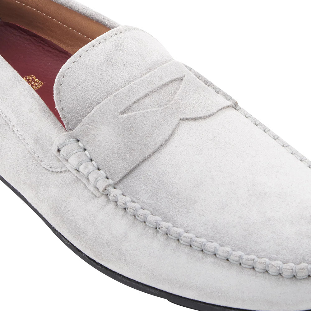 Bruno Magli Taranto Suede Penny Driver Light Grey
