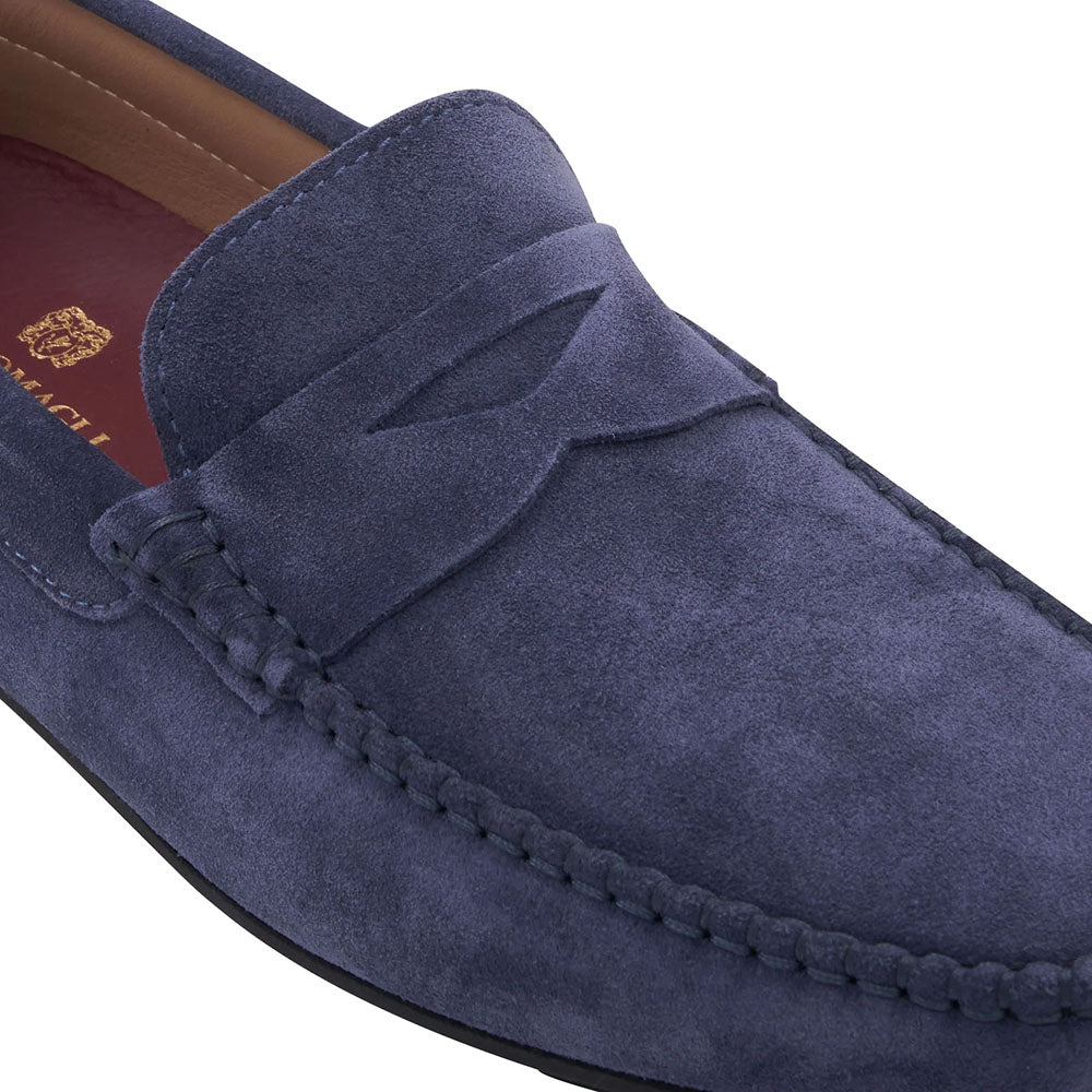 Bruno Magli Taranto Suede Penny Driver Light Blue