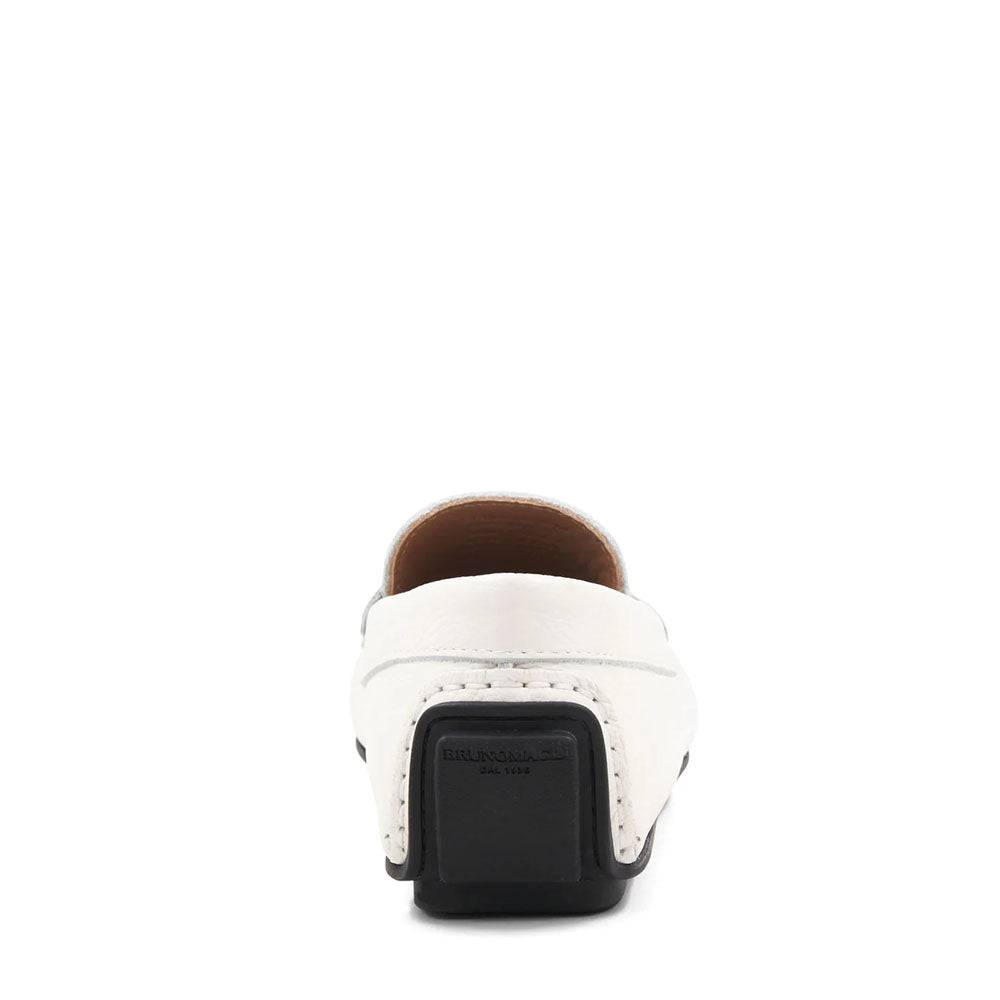 Bruno Magli Taranto Pebble Grain Penny Driver Off-White