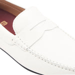 Bruno Magli Taranto Pebble Grain Penny Driver Off-White