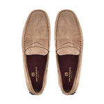 Bruno Magli Taranto Suede Penny Driver Taupe