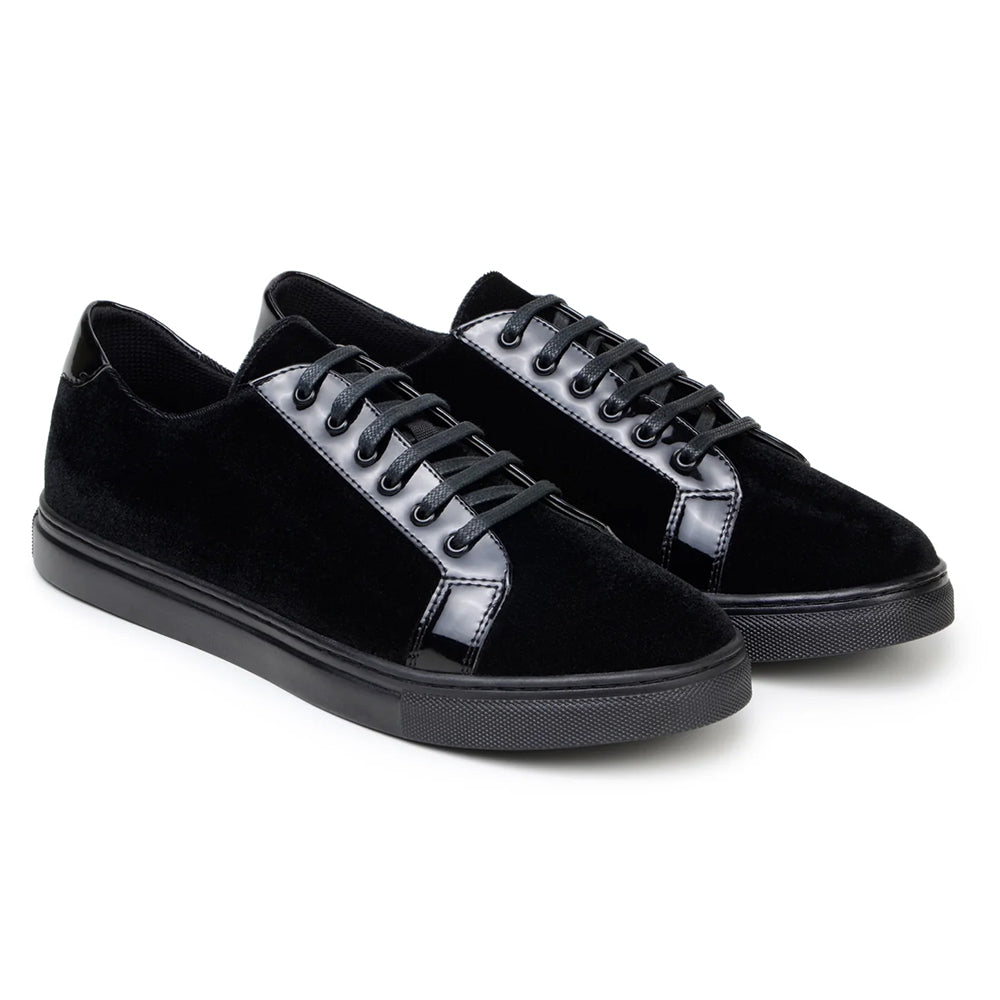 Belvedere Studio Teo Velvet / Patent Leather Formal Sneakers Black