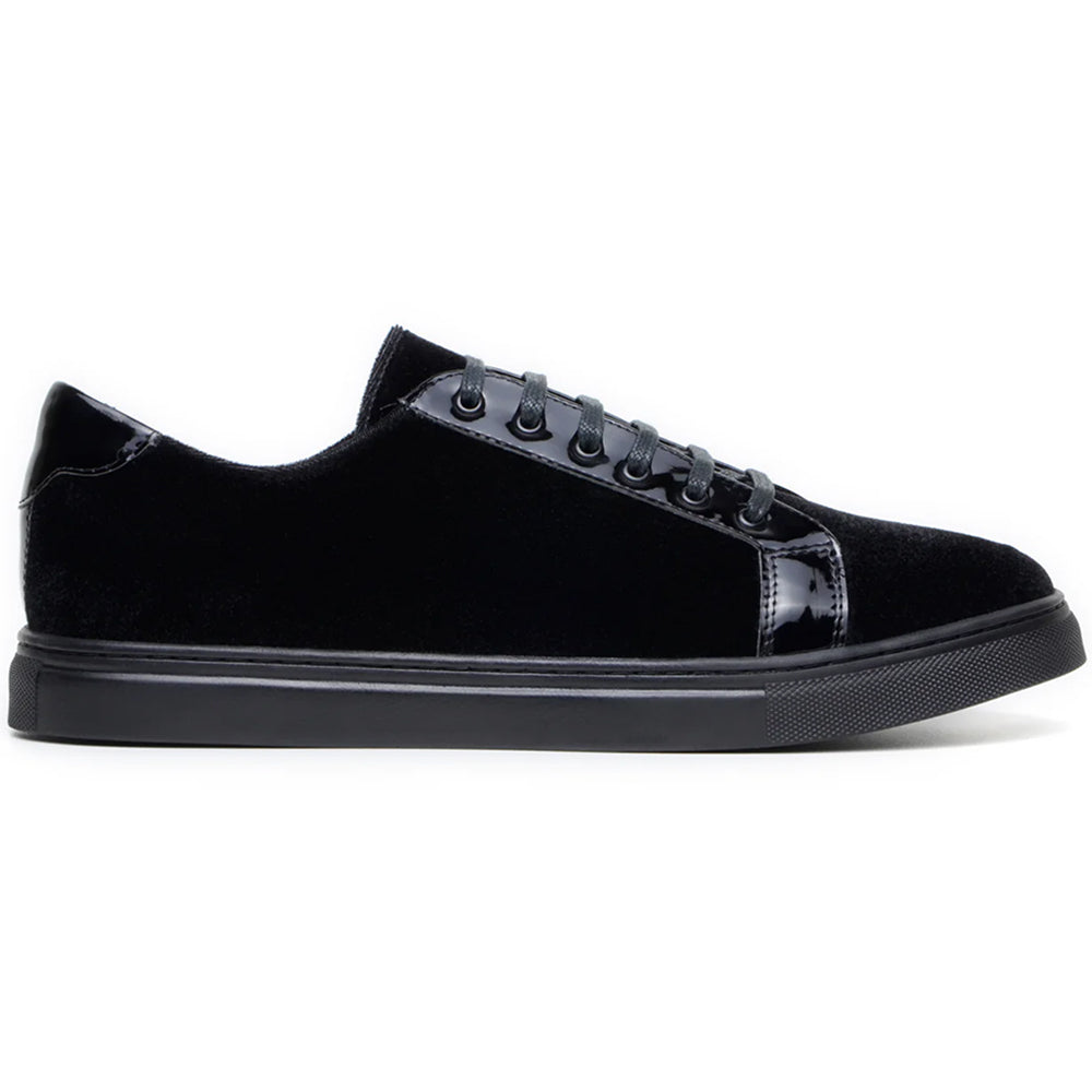 Belvedere Studio Teo Velvet / Patent Leather Formal Sneakers Black