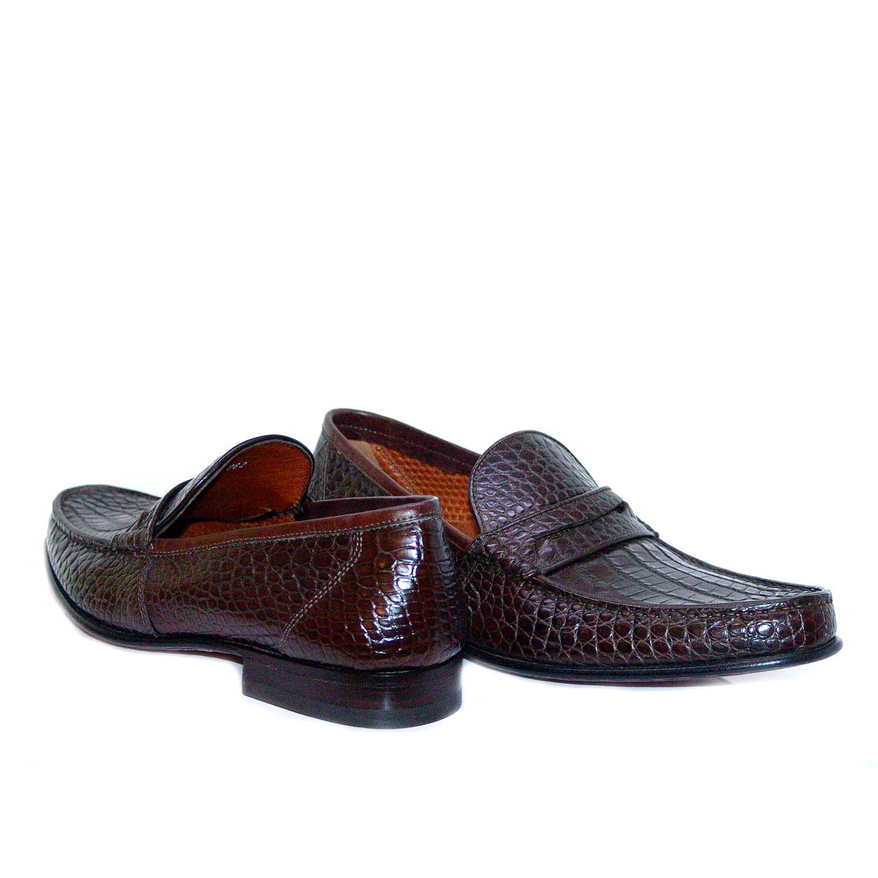 A. Testoni 60082 Alligator Penny Loafer