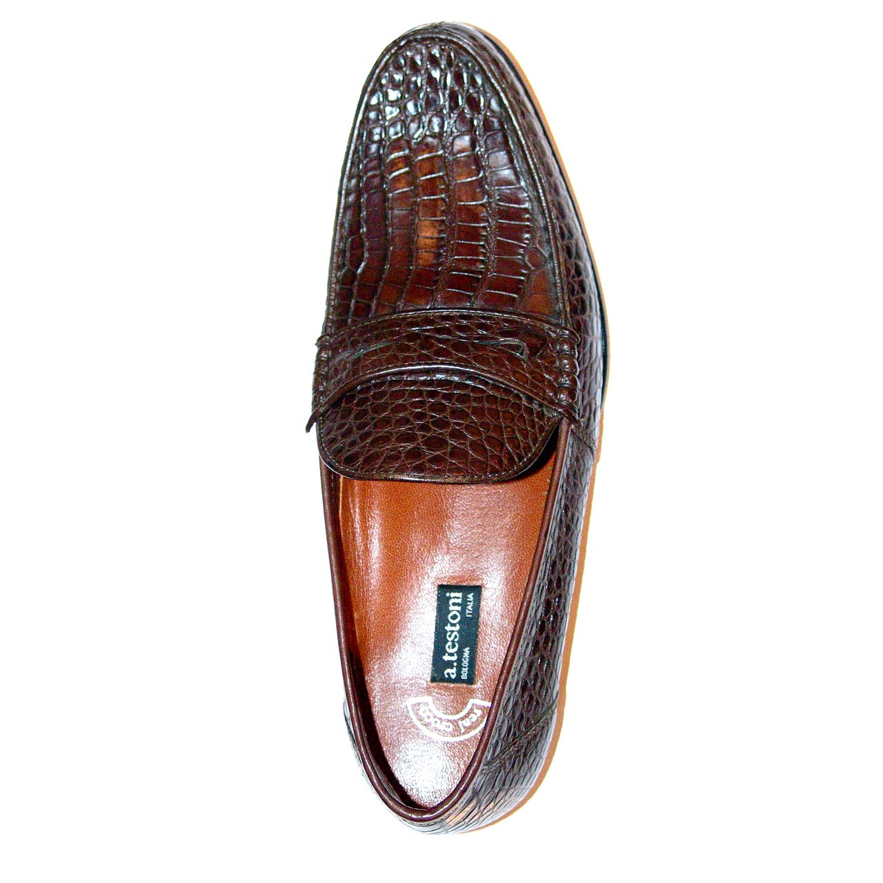 A. Testoni 60082 Alligator Penny Loafer