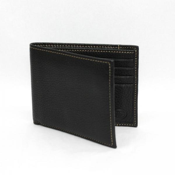 Torino Leather Tumbled Calf Billfold - Black