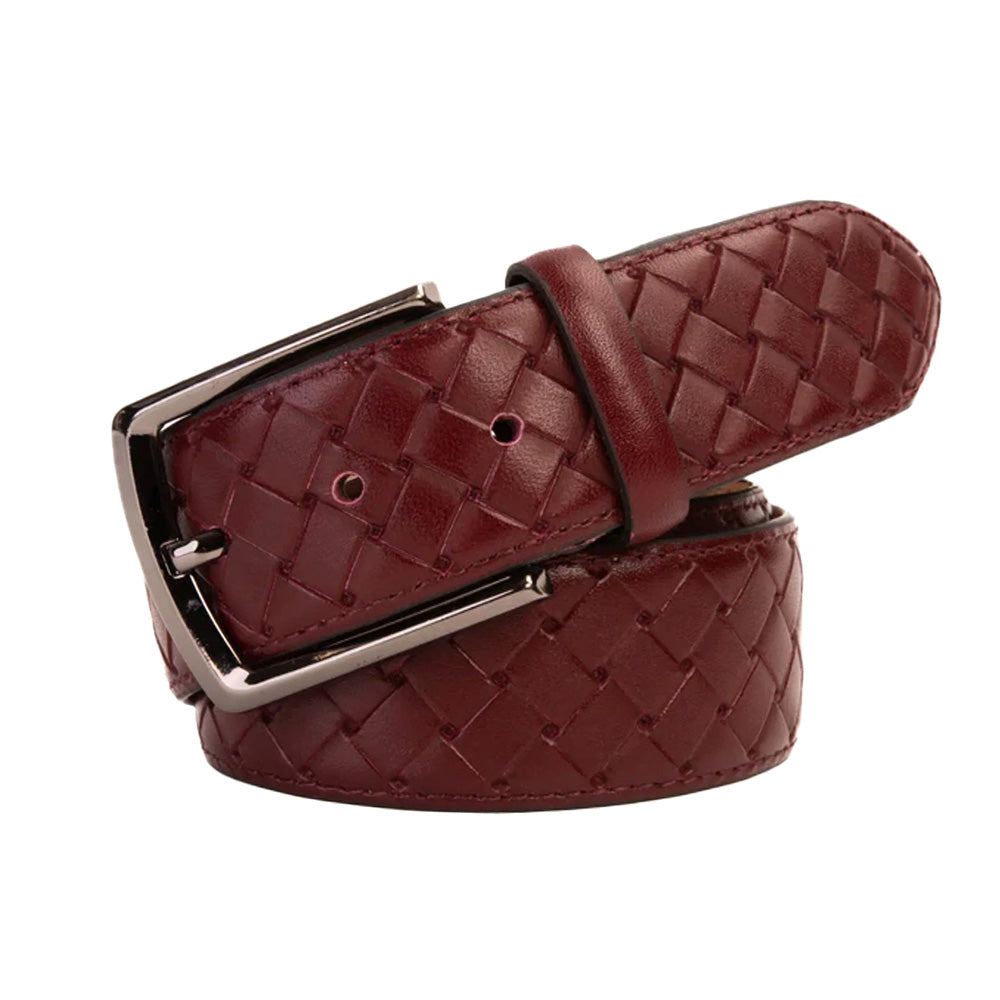 Vinci Leather The Turan Burgundy Woven Leather Belt