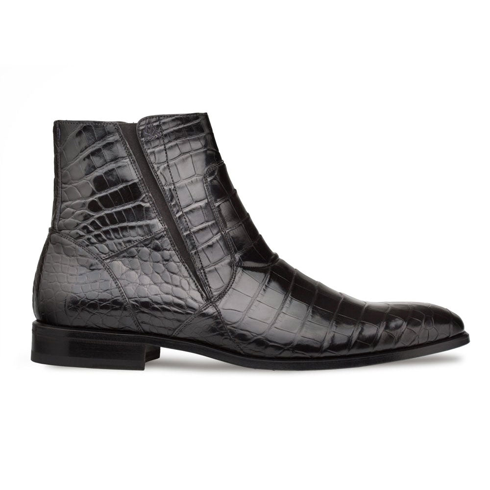 Mezlan Belucci Alligator Zipper Boots Black