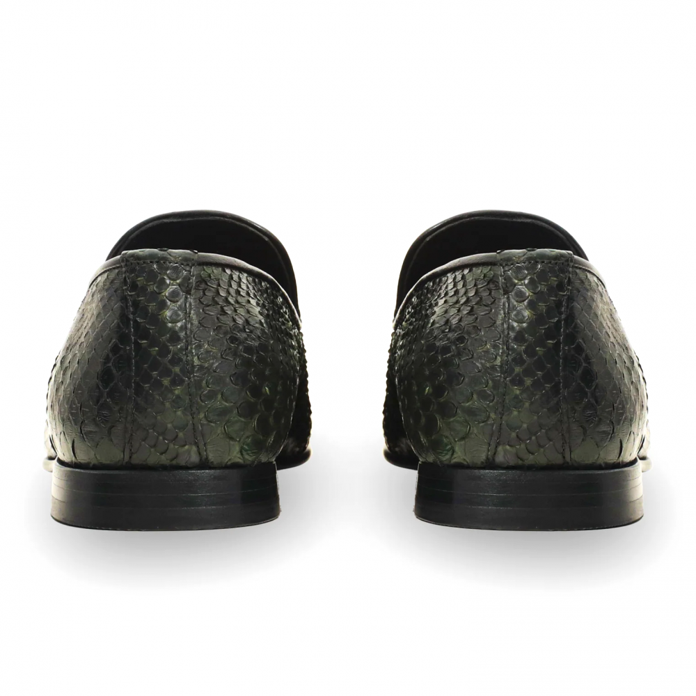 Vinci Leather The Bethesda Python Tassel Loafers Green (18621 Y-1)