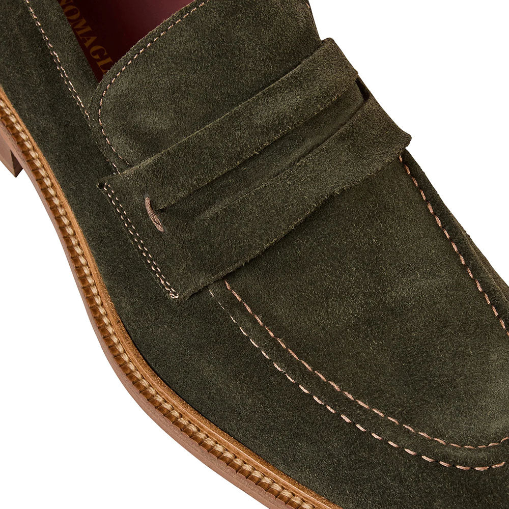 Bruno Magli Venezia Italian Suede Penny Loafer Olive