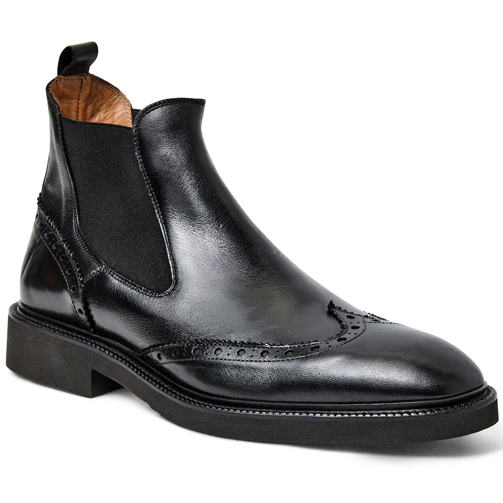 Bruno Magli Vespa Calfskin Wingtip Chelsea Boot Black