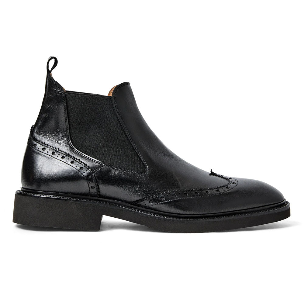 Bruno Magli Vespa Calfskin Wingtip Chelsea Boot Black