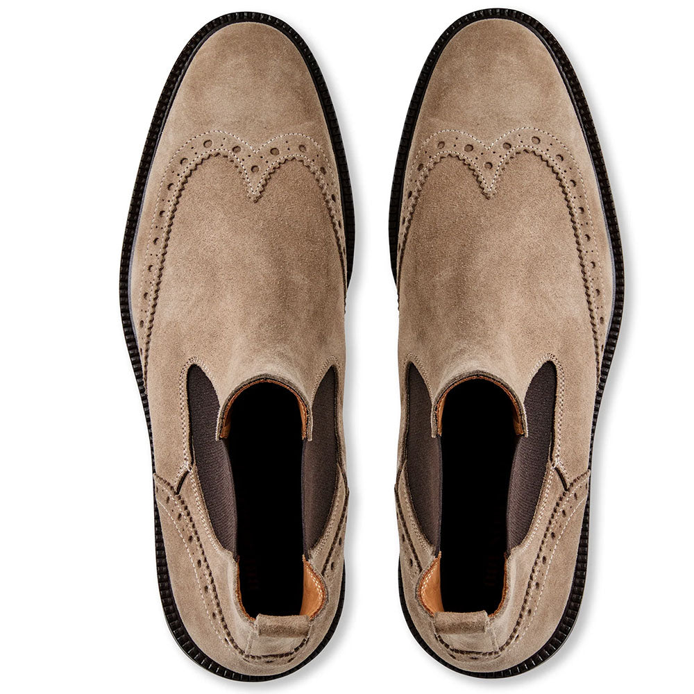Bruno Magli Vespa Suede Wingtip Chelsea Boot Taupe
