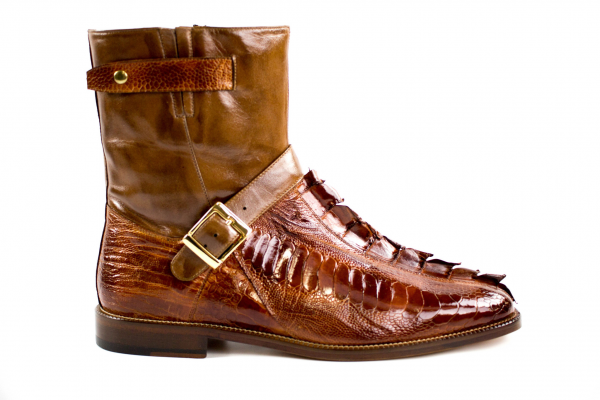 Belvedere Vibo Hornback & Ostrich Boots Brandy / Antique Brown