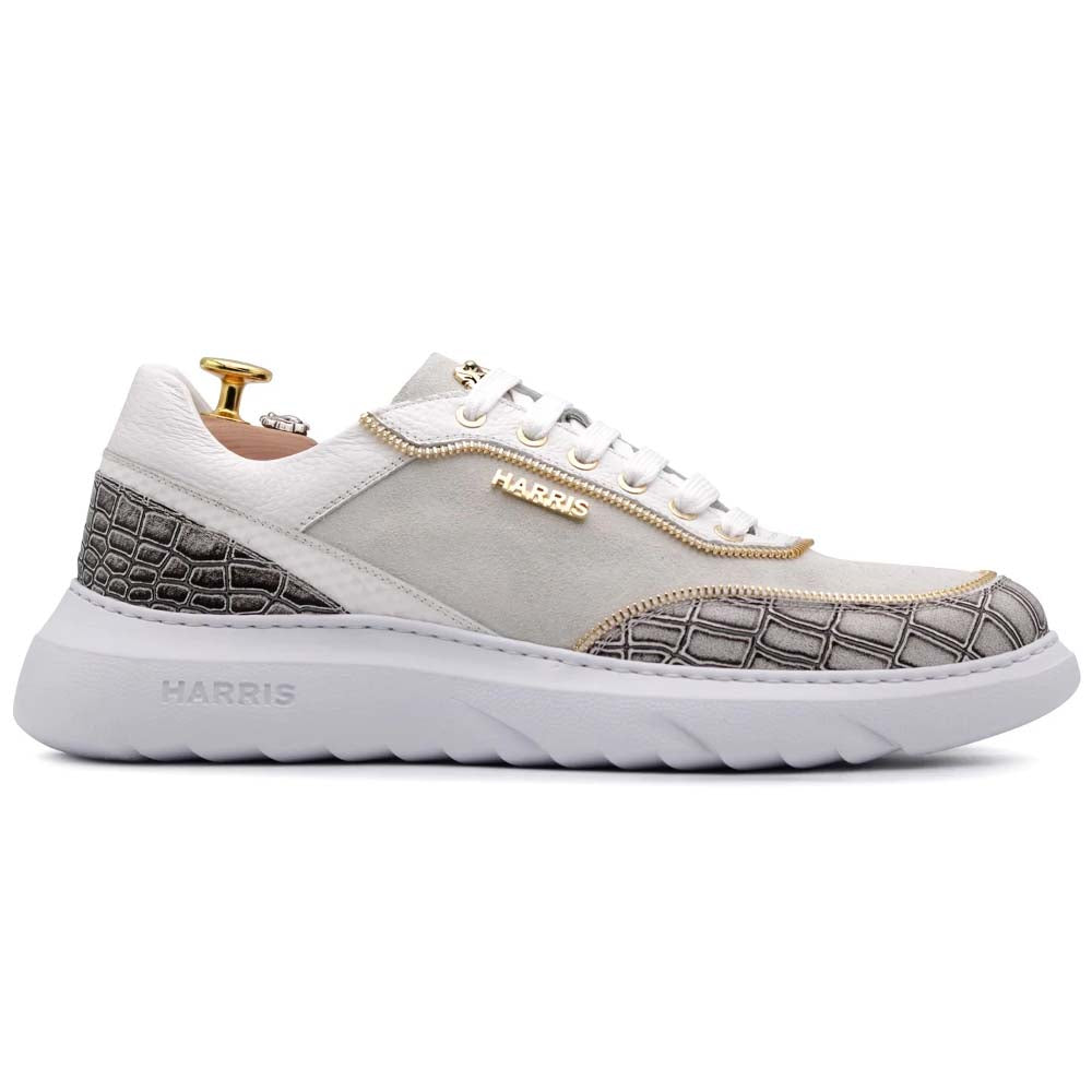 Harris Firenze 1913 Crocodile Print Leather Sneaker Beige