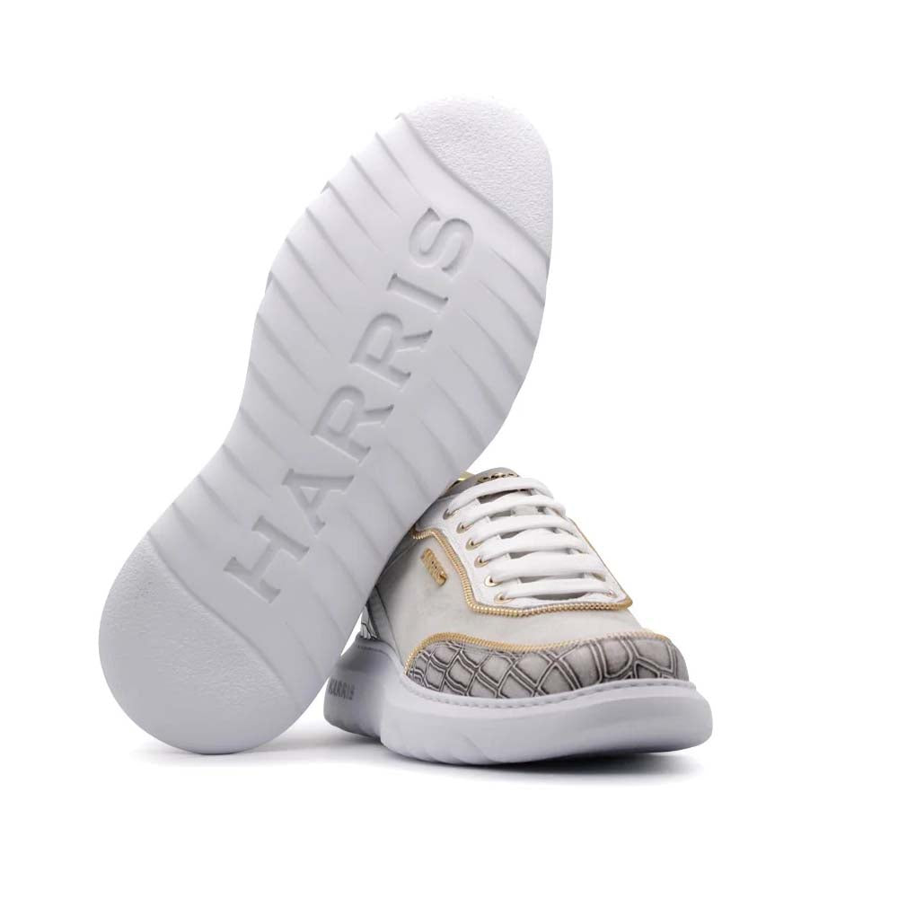Harris Firenze 1913 Crocodile Print Leather Sneaker Beige