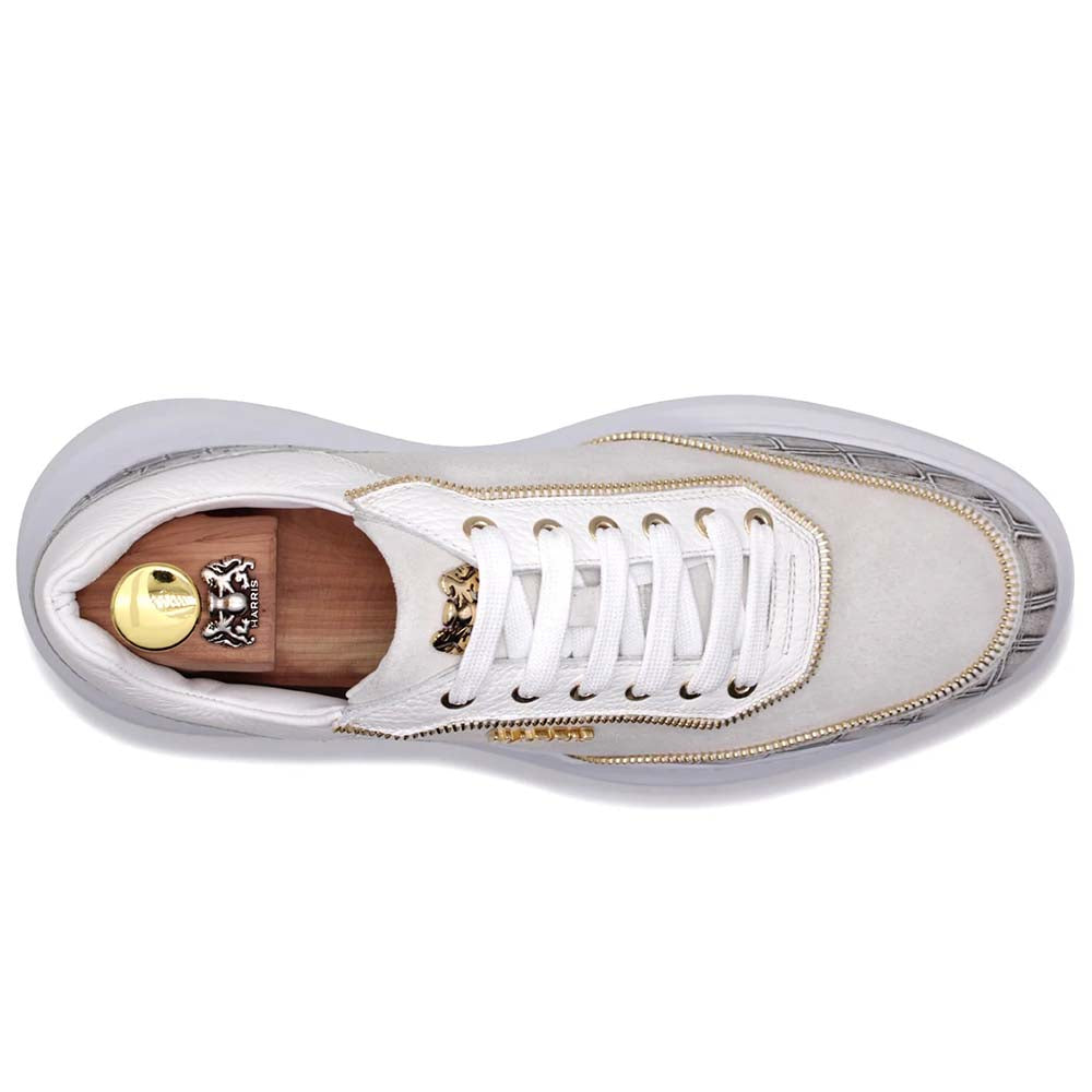 Harris Firenze 1913 Crocodile Print Leather Sneaker Beige