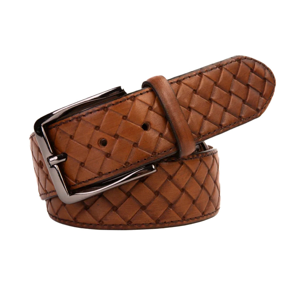 Vinci Leather The Turan Brown Woven Leather Belt