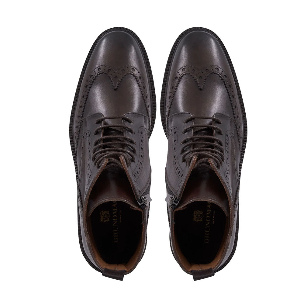 Bruno Magli Vincenzo Leather Wingtip Boot Dark Brown