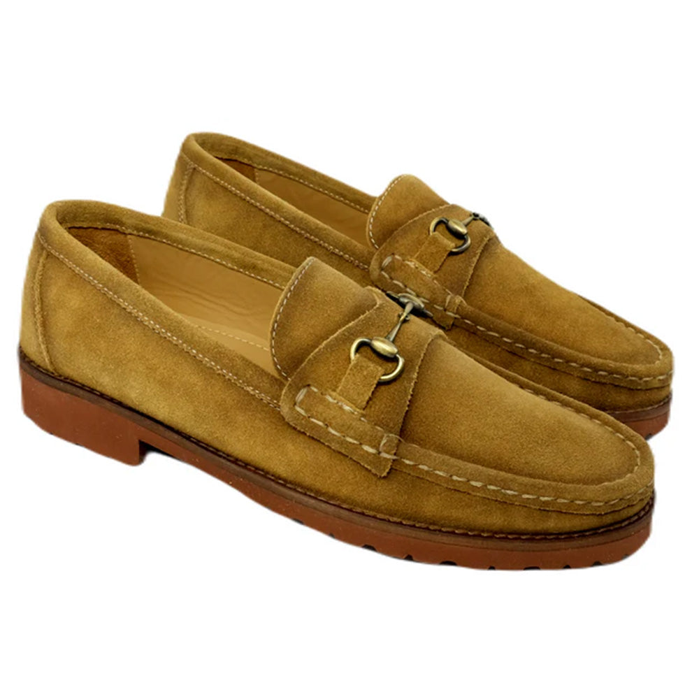 Alan Payne Wharton Suede Bit Loafers Mushroom