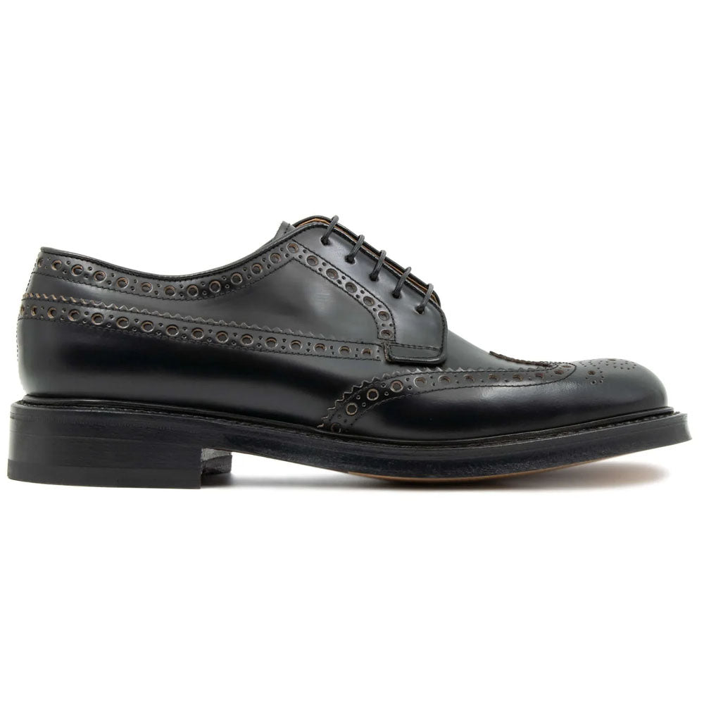 Il Gergo William Shiny Leather Wingtip Derby Black