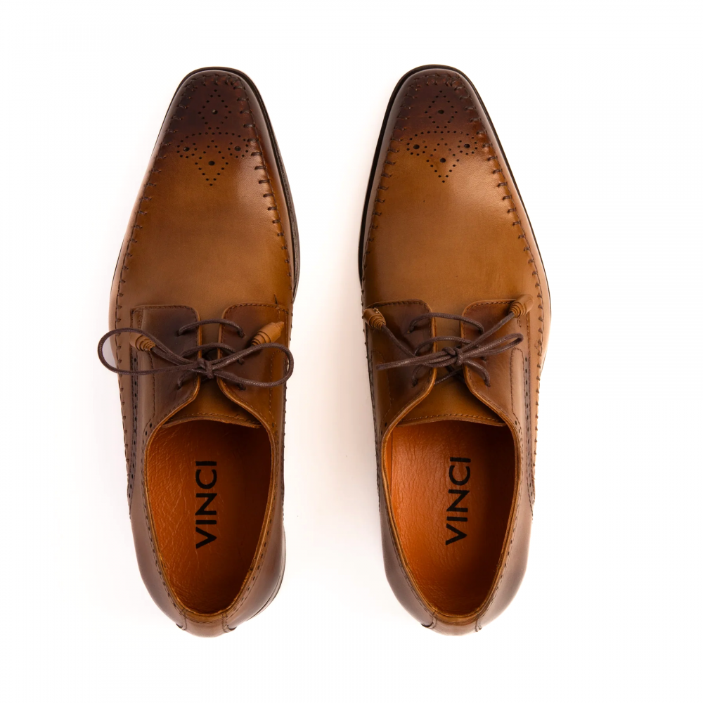 Vinci Leather The Moon Leather Derby Shoes Tan
