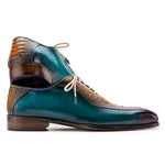 Paul Parkman Genuine Ostrich Leg Bicycle Toe Oxfords Green & Brown