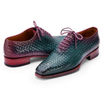 Paul Parkman Woven Leather Oxfords Green & Purple