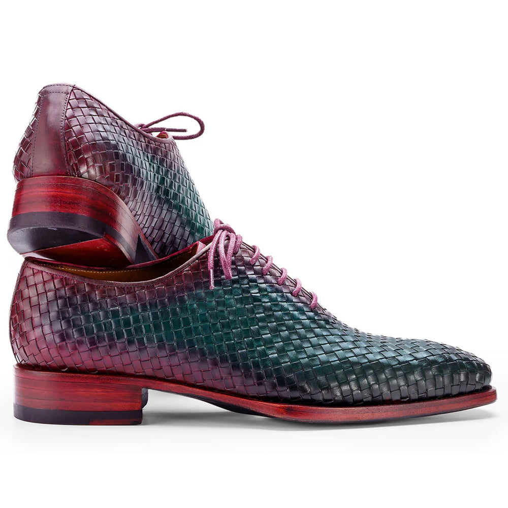 Paul Parkman Woven Leather Oxfords Green & Purple