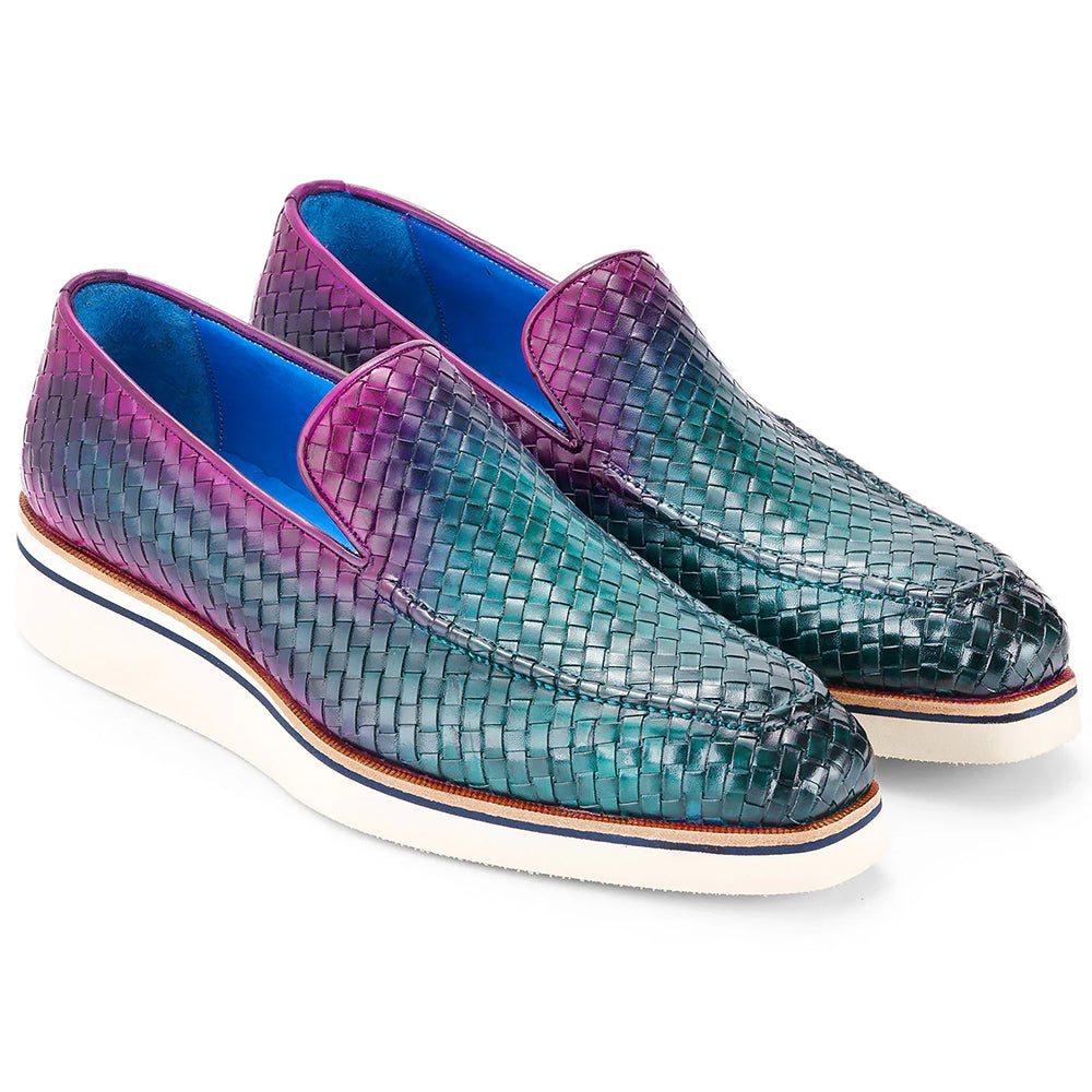 Paul Parkman Textured Croco Leather Loafers Purple