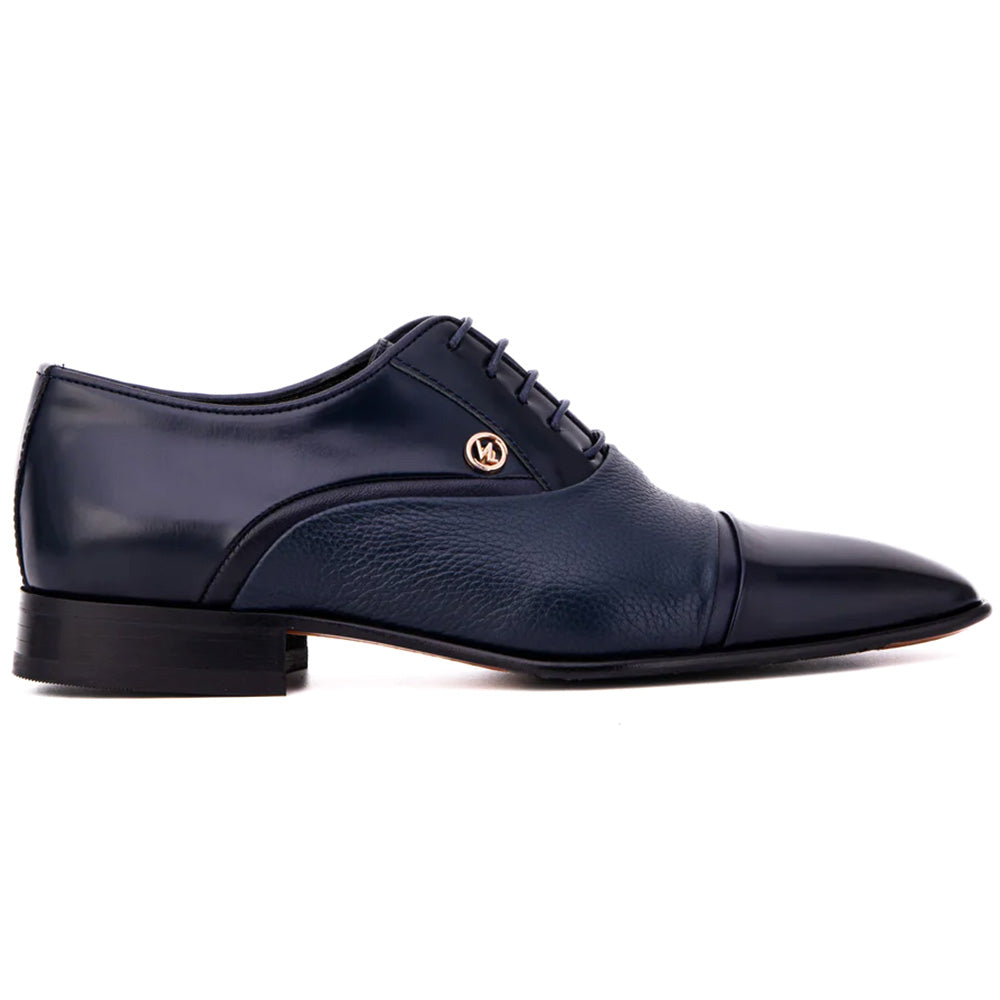 Vinci Leather The Rockwell Handmade Cap Toe Oxford Navy Blue