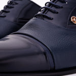 Vinci Leather The Rockwell Handmade Cap Toe Oxford Navy Blue