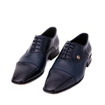 Vinci Leather The Rockwell Handmade Cap Toe Oxford Navy Blue